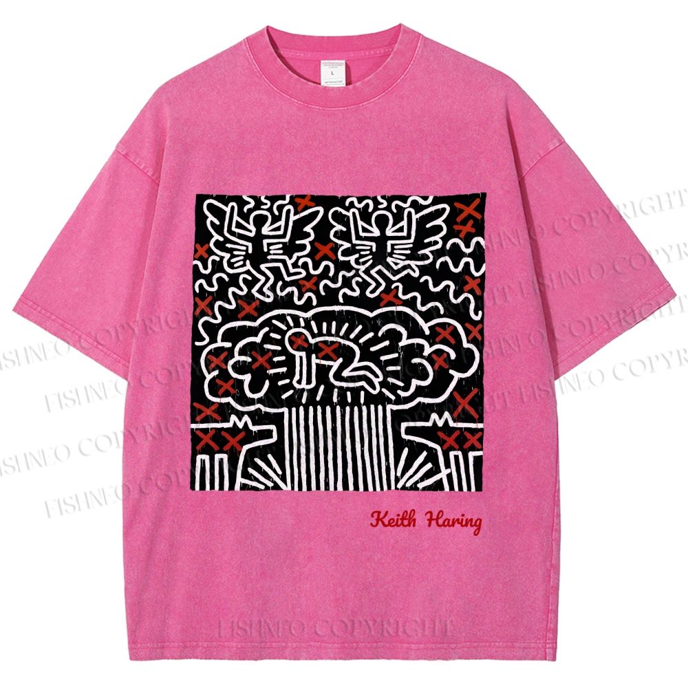 Unisex Keith Haring Untitled Printed Washed Tee