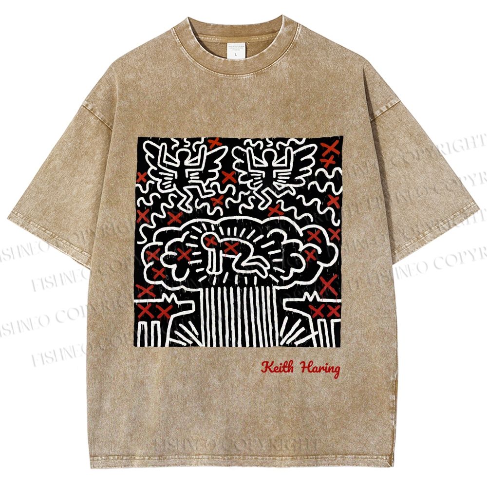Unisex Keith Haring Untitled Printed Washed Tee