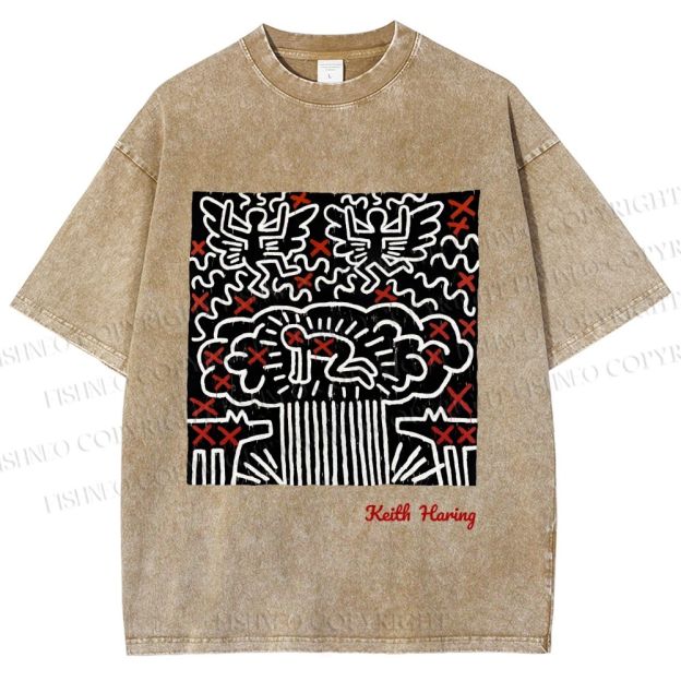 Unisex Keith Haring Untitled Printed Washed Tee