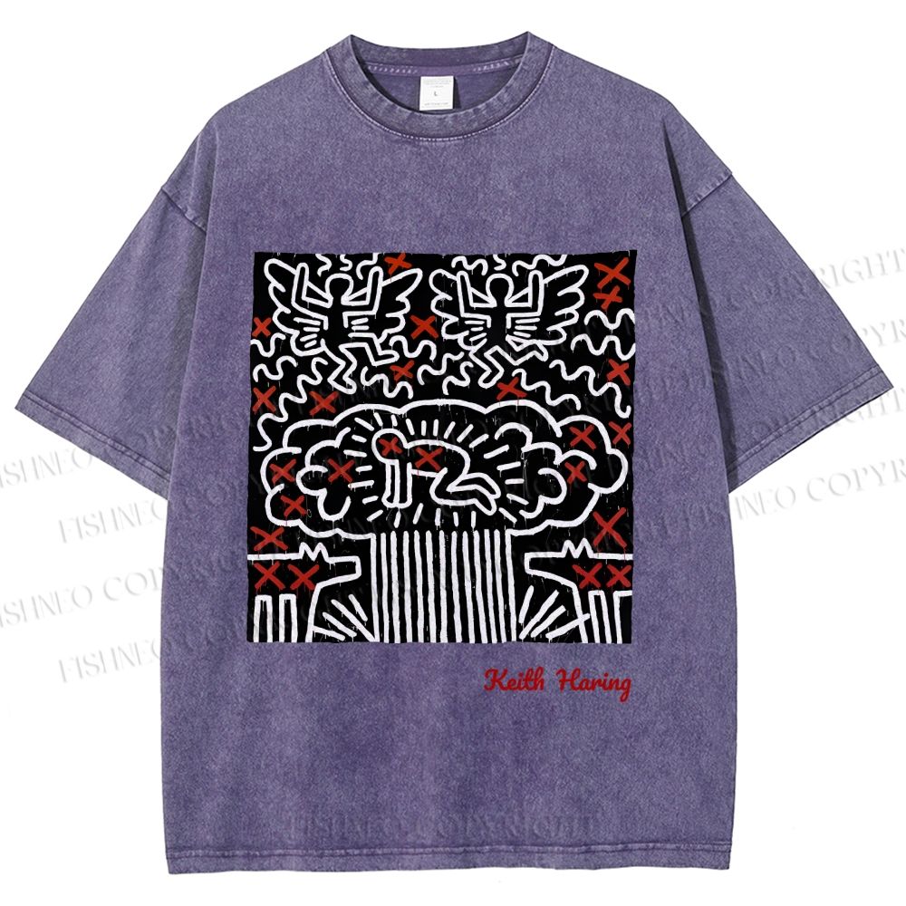Unisex Keith Haring Untitled Printed Washed Tee