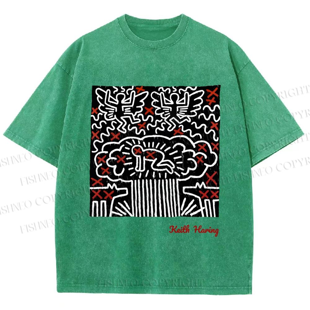 Unisex Keith Haring Untitled Printed Washed Tee