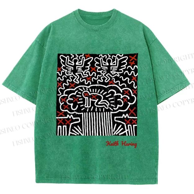 Unisex Keith Haring Untitled Printed Washed Tee