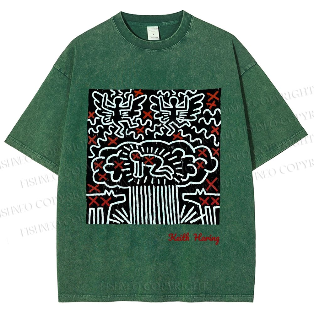 Unisex Keith Haring Untitled Printed Washed Tee