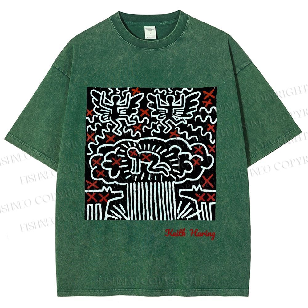 Unisex Keith Haring Untitled Printed Washed Tee