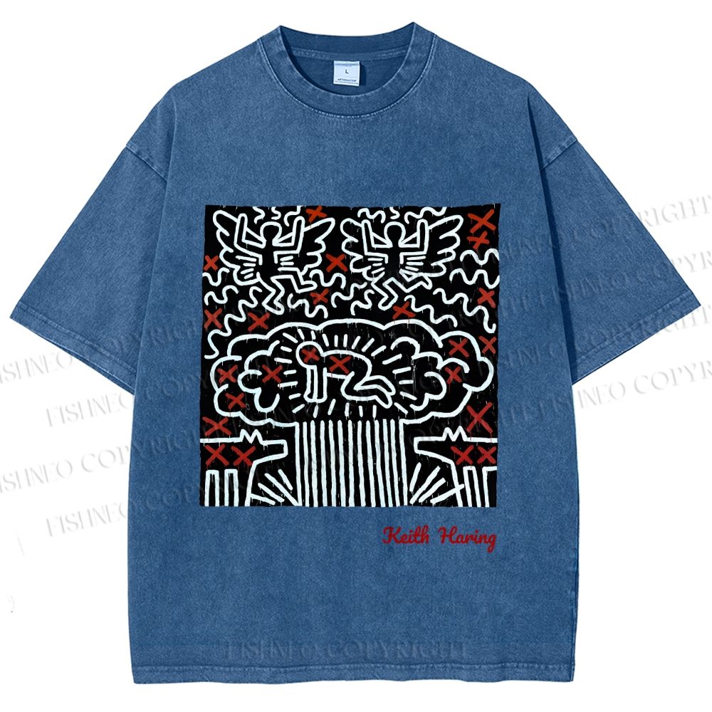 Unisex Keith Haring Untitled Printed Washed Tee