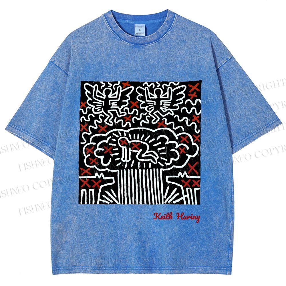 Unisex Keith Haring Untitled Printed Washed Tee