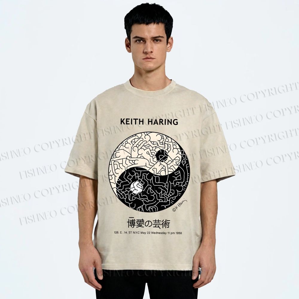 Unisex Keith Haring The Art of Philanthropy Printed Washed Tee