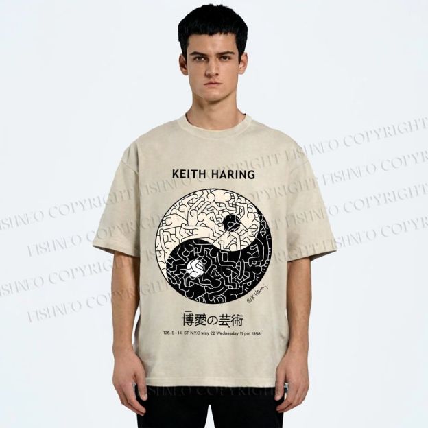 Unisex Keith Haring The Art of Philanthropy Printed Washed Tee