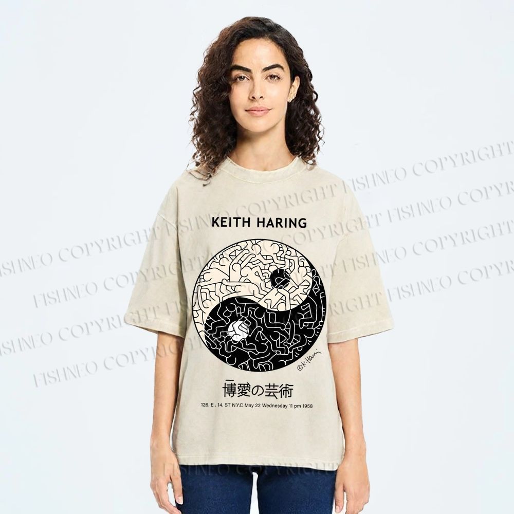 Unisex Keith Haring The Art of Philanthropy Printed Washed Tee