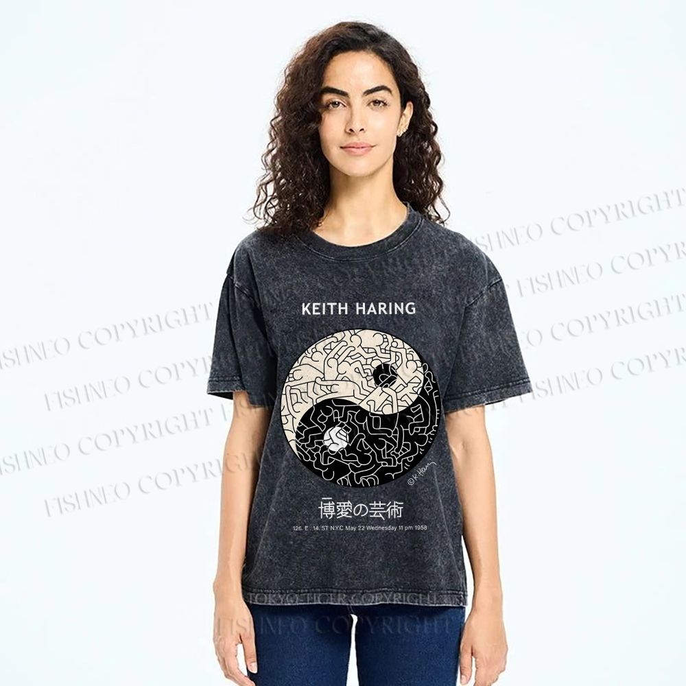Unisex Keith Haring The Art of Philanthropy Printed Washed Tee