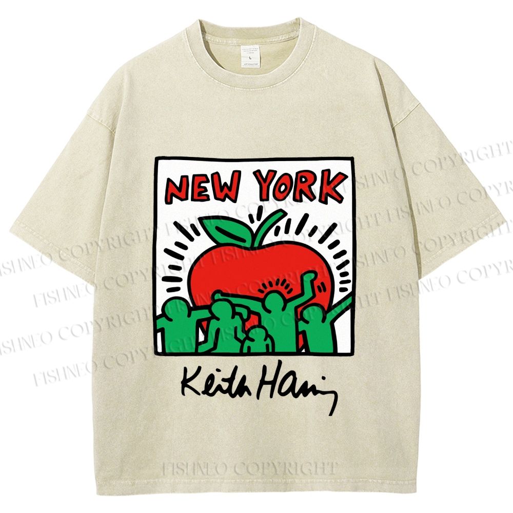 Unisex Keith Haring New York Printed Washed Tee