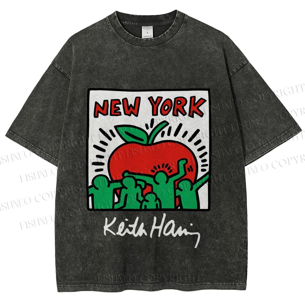 Unisex Keith Haring New York Printed Washed Tee