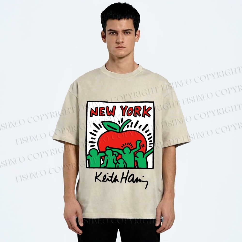 Unisex Keith Haring New York Printed Washed Tee