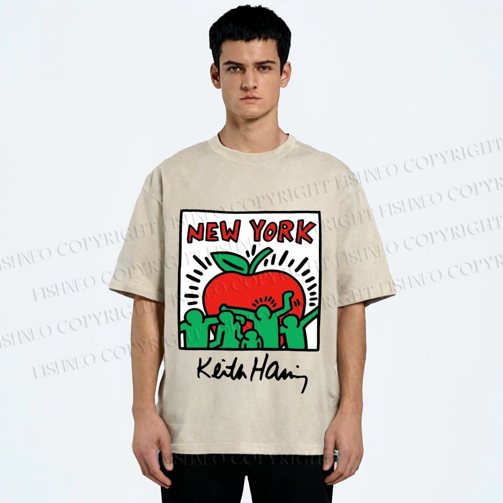 Unisex Keith Haring New York Printed Washed Tee