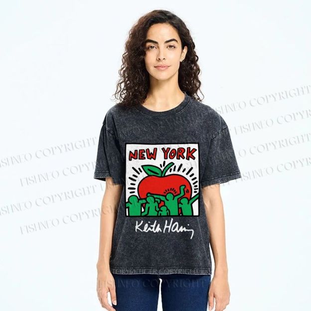 Unisex Keith Haring New York Printed Washed Tee