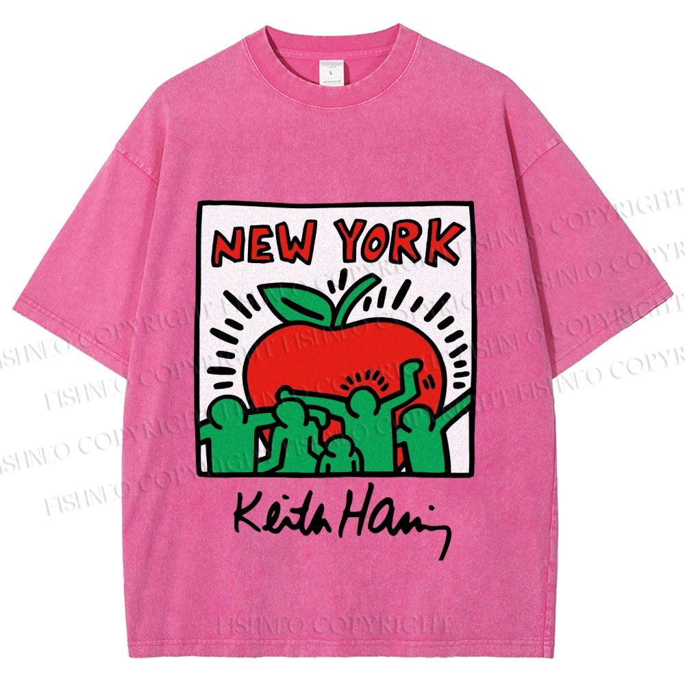 Unisex Keith Haring New York Printed Washed Tee