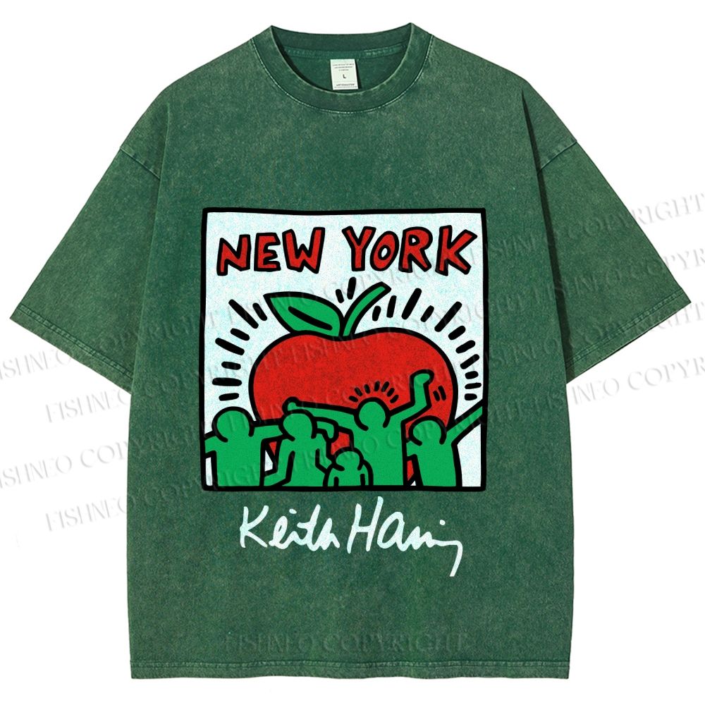 Unisex Keith Haring New York Printed Washed Tee