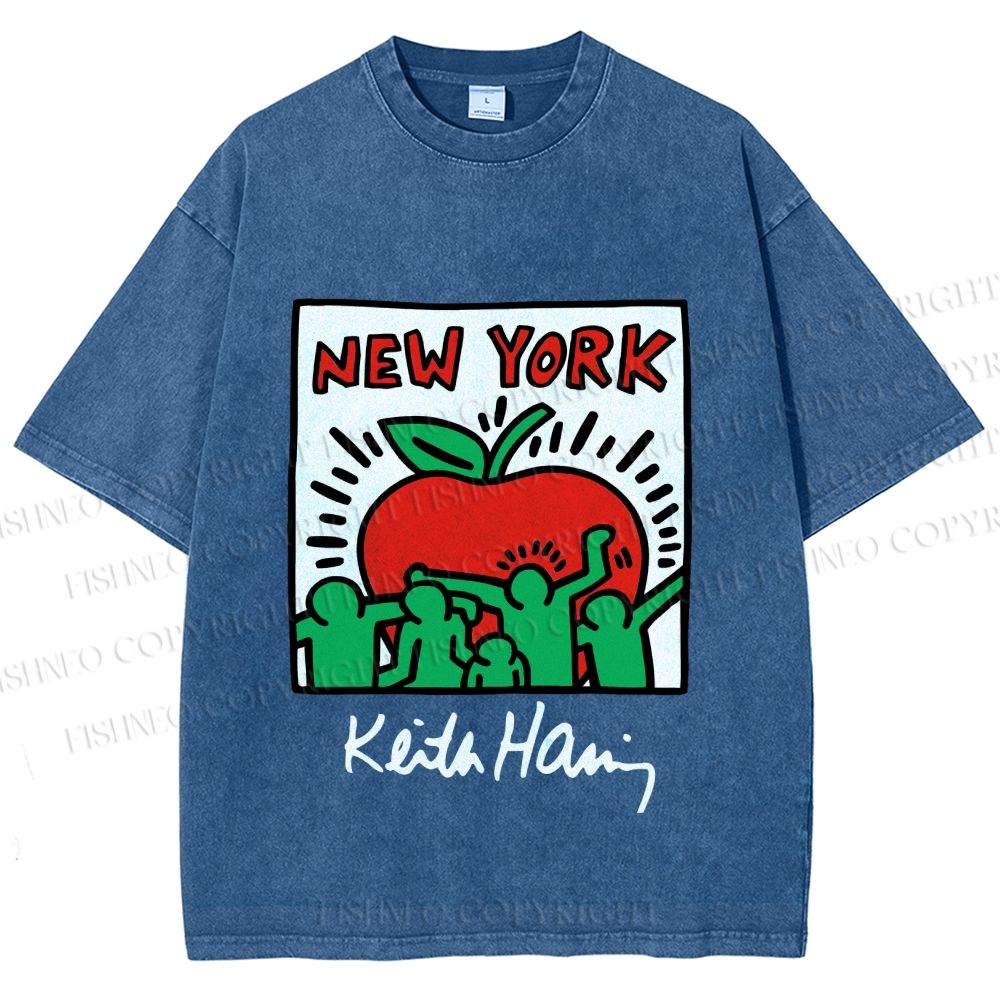 Unisex Keith Haring New York Printed Washed Tee