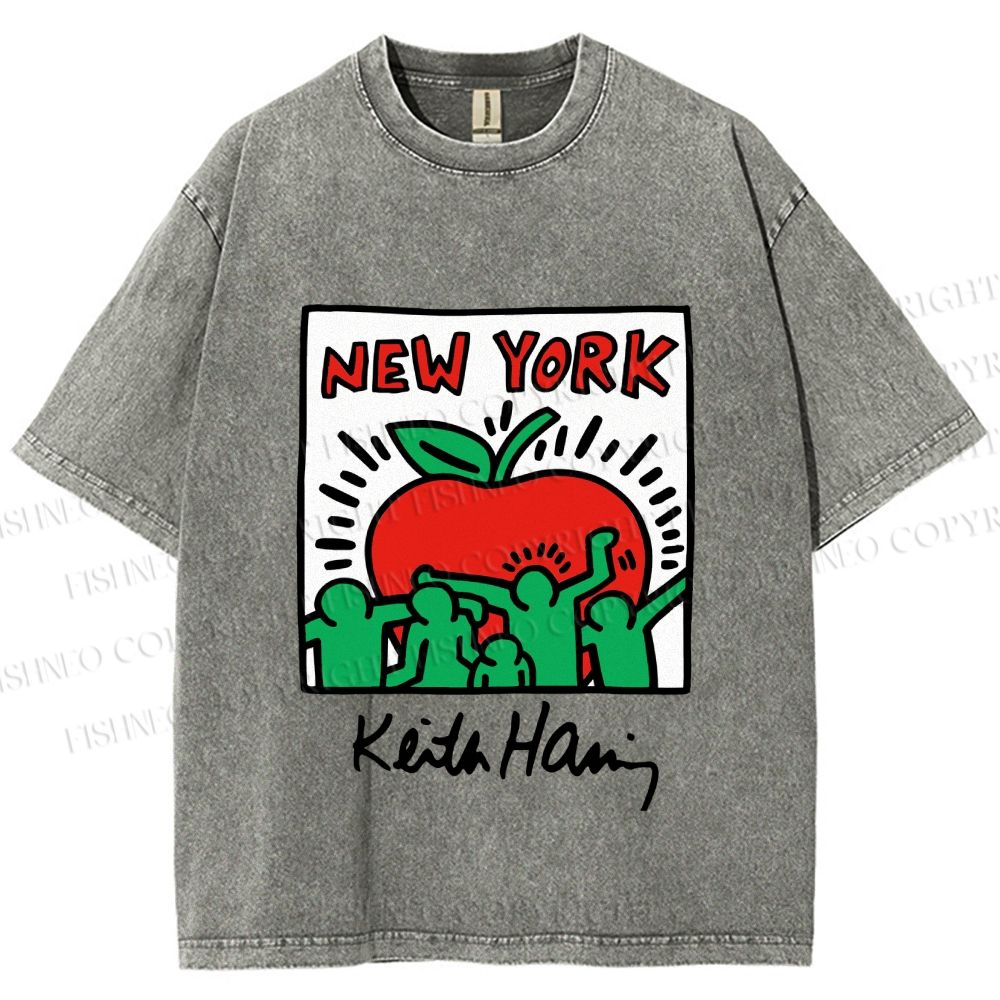 Unisex Keith Haring New York Printed Washed Tee