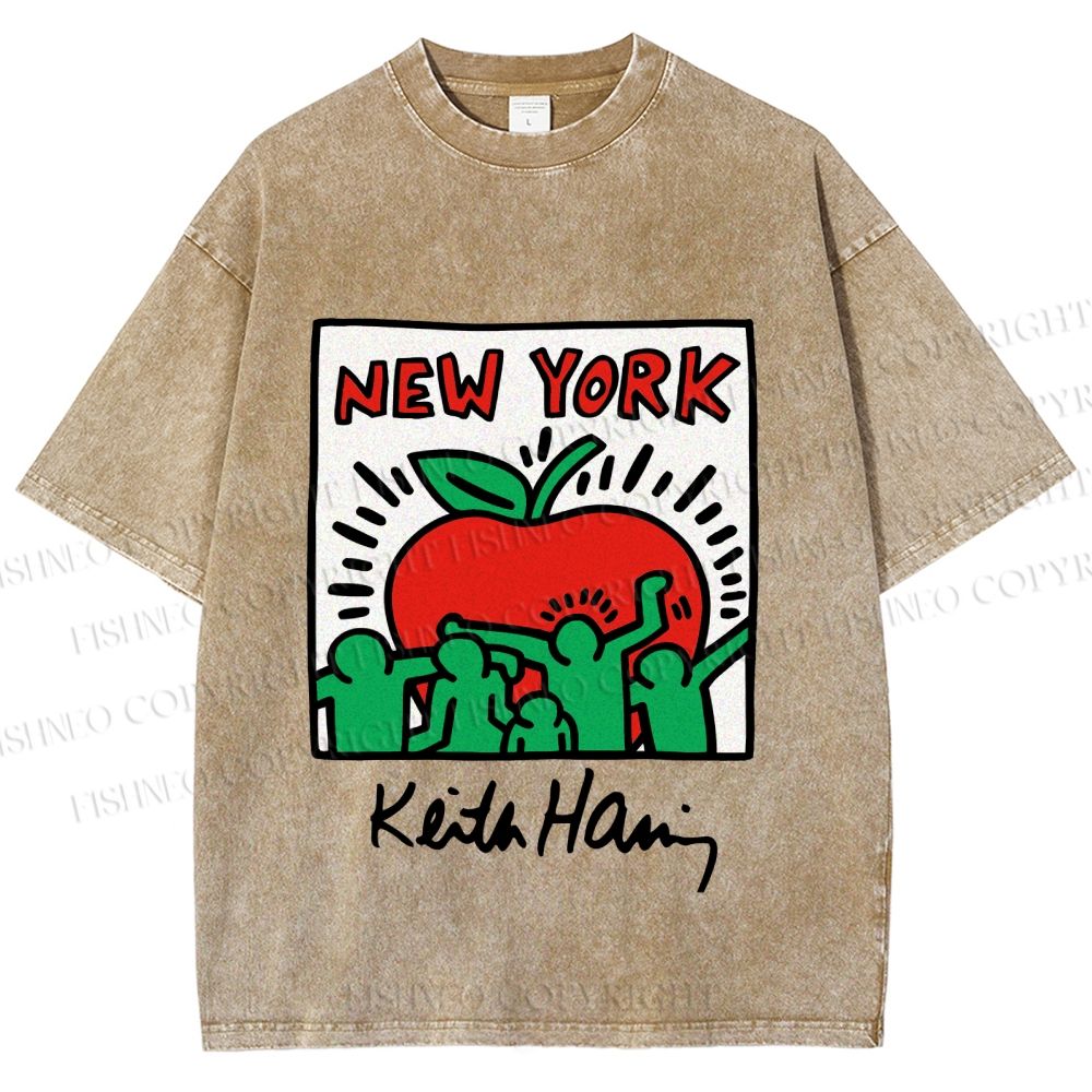 Unisex Keith Haring New York Printed Washed Tee