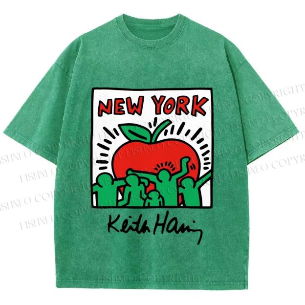 Unisex Keith Haring New York Printed Washed Tee