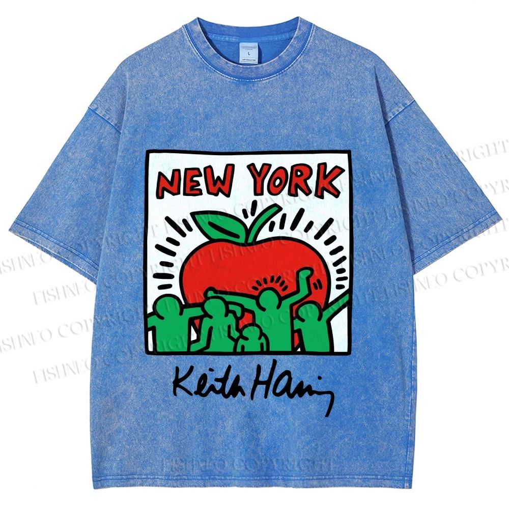 Unisex Keith Haring New York Printed Washed Tee