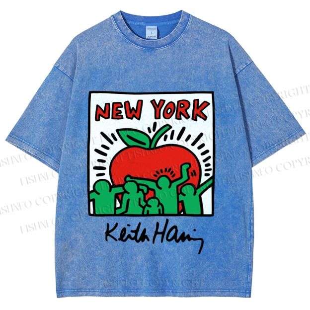 Unisex Keith Haring New York Printed Washed Tee
