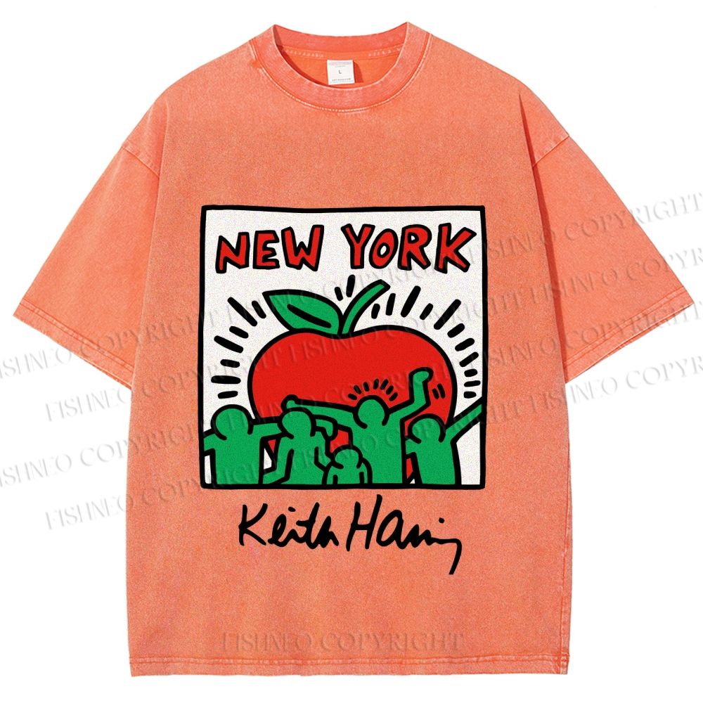 Unisex Keith Haring New York Printed Washed Tee