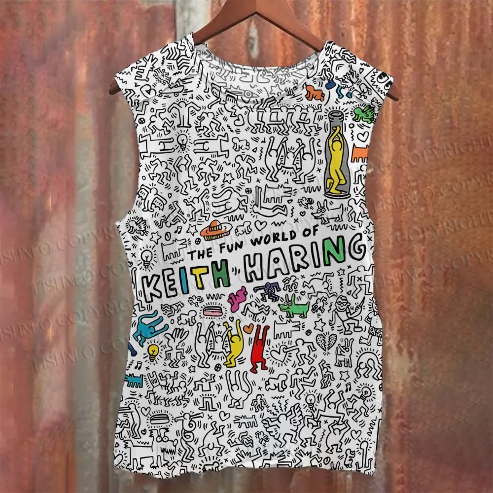 Unisex Casual The Fun World of Keith Haring Printed Tank Top
