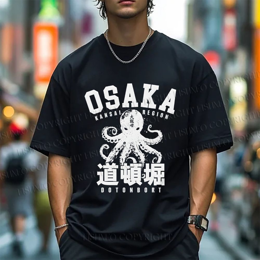 Unisex Classic Cotton Dotonbori Octopus Printed T-shirt