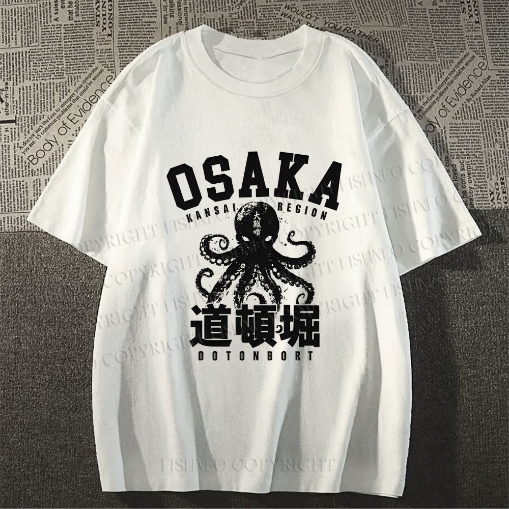 Unisex Classic Cotton Dotonbori Octopus Printed T-shirt