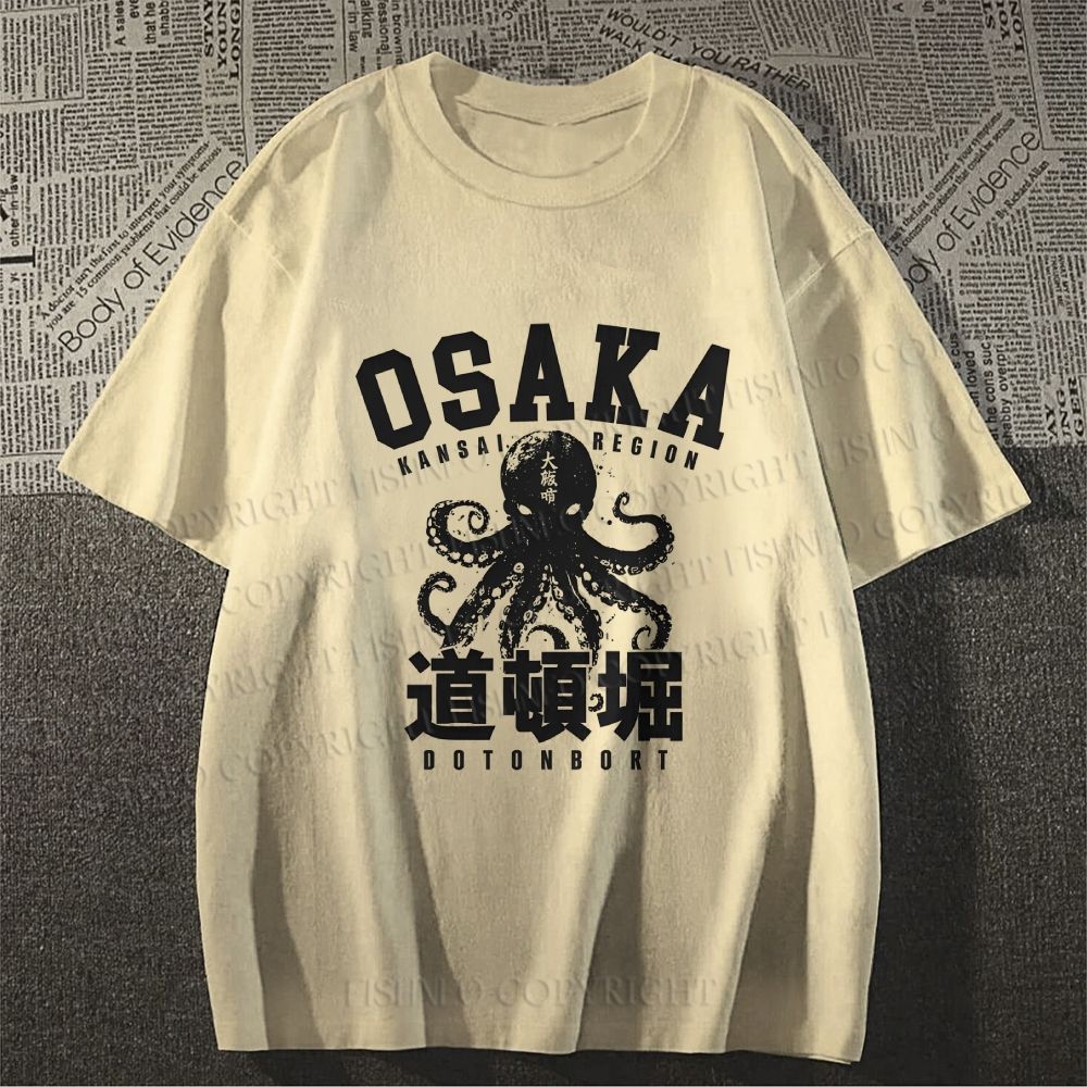 Unisex Classic Cotton Dotonbori Octopus Printed T-shirt