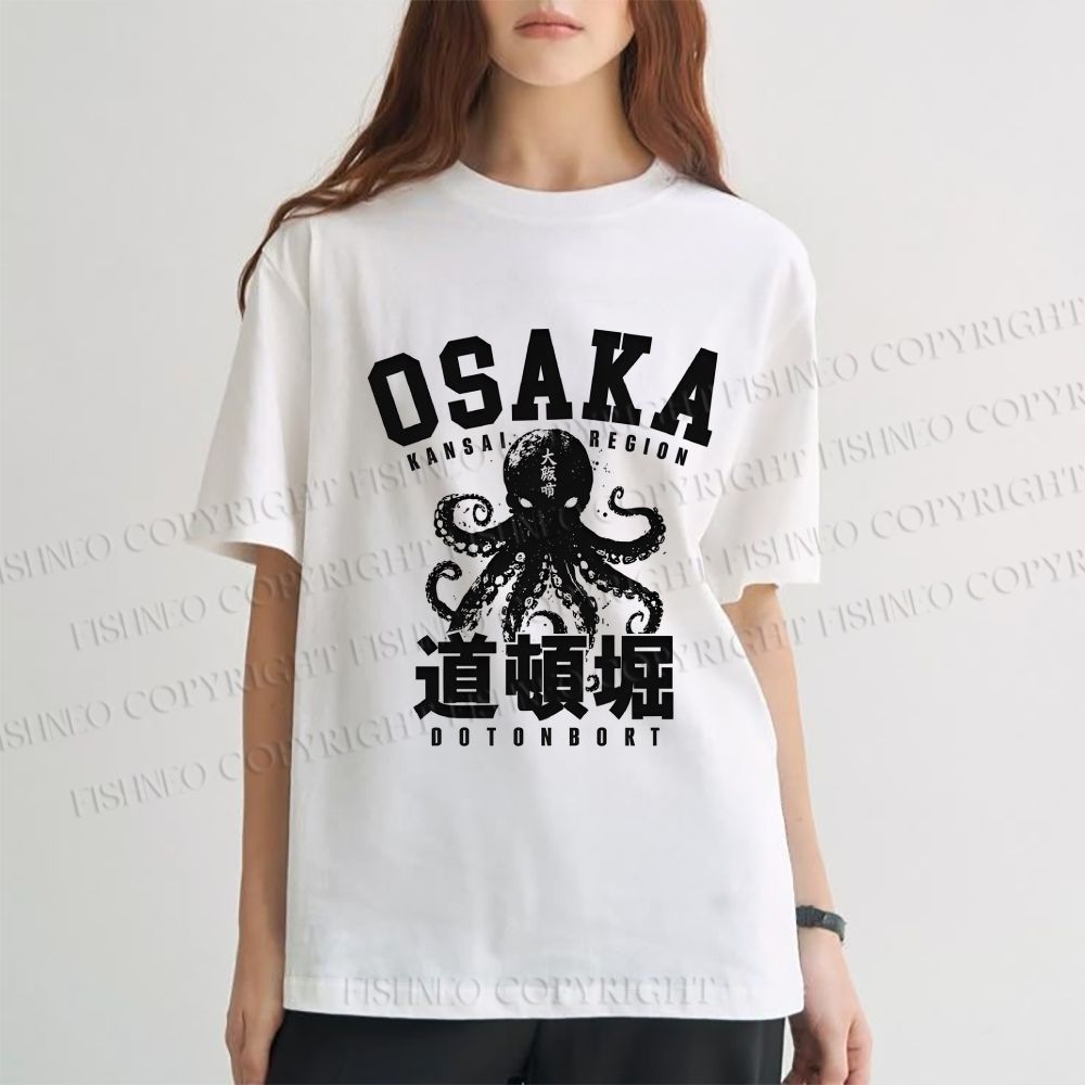 Unisex Classic Cotton Dotonbori Octopus Printed T-shirt