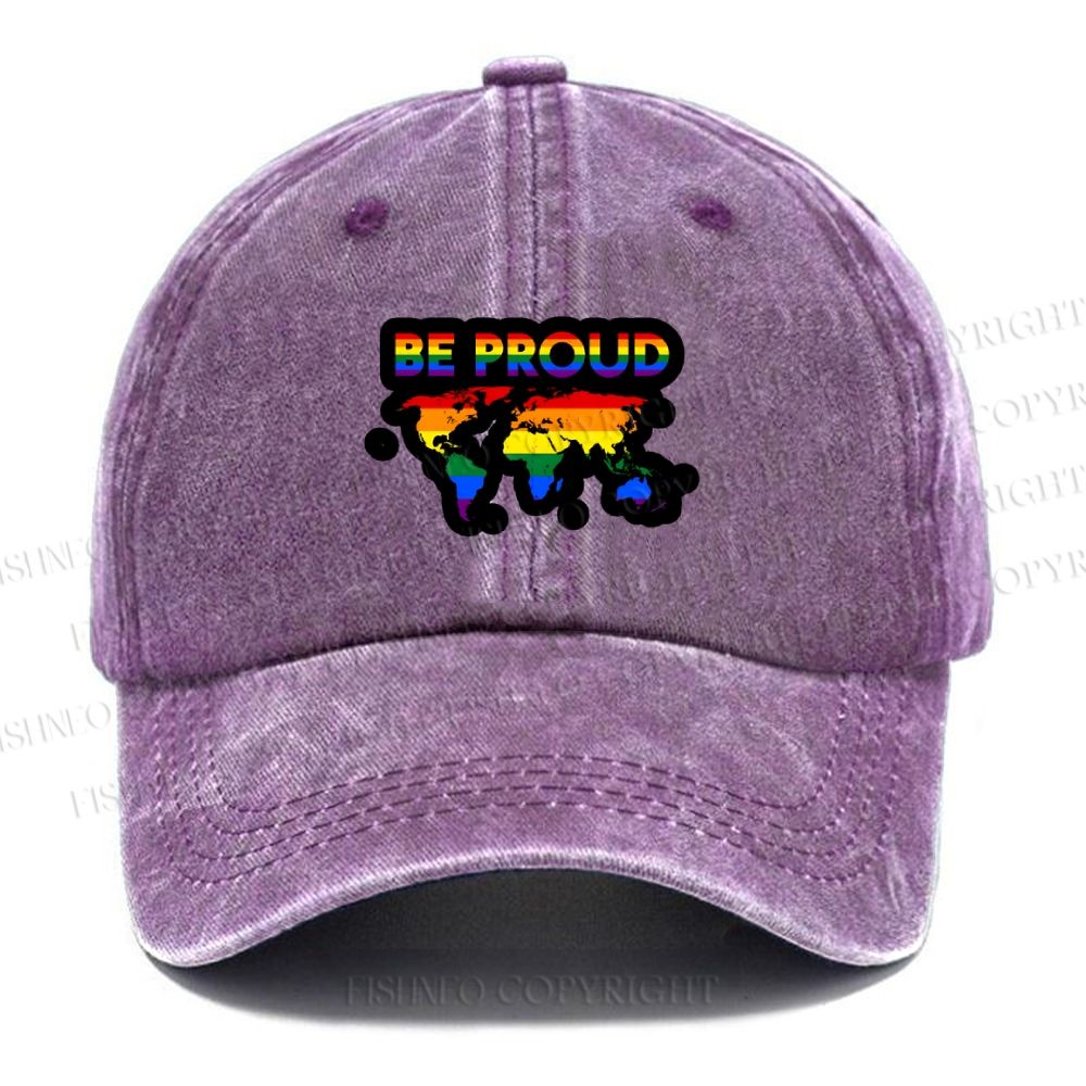 Unisex Pride Be Proud Vintage Casual Washed Cap