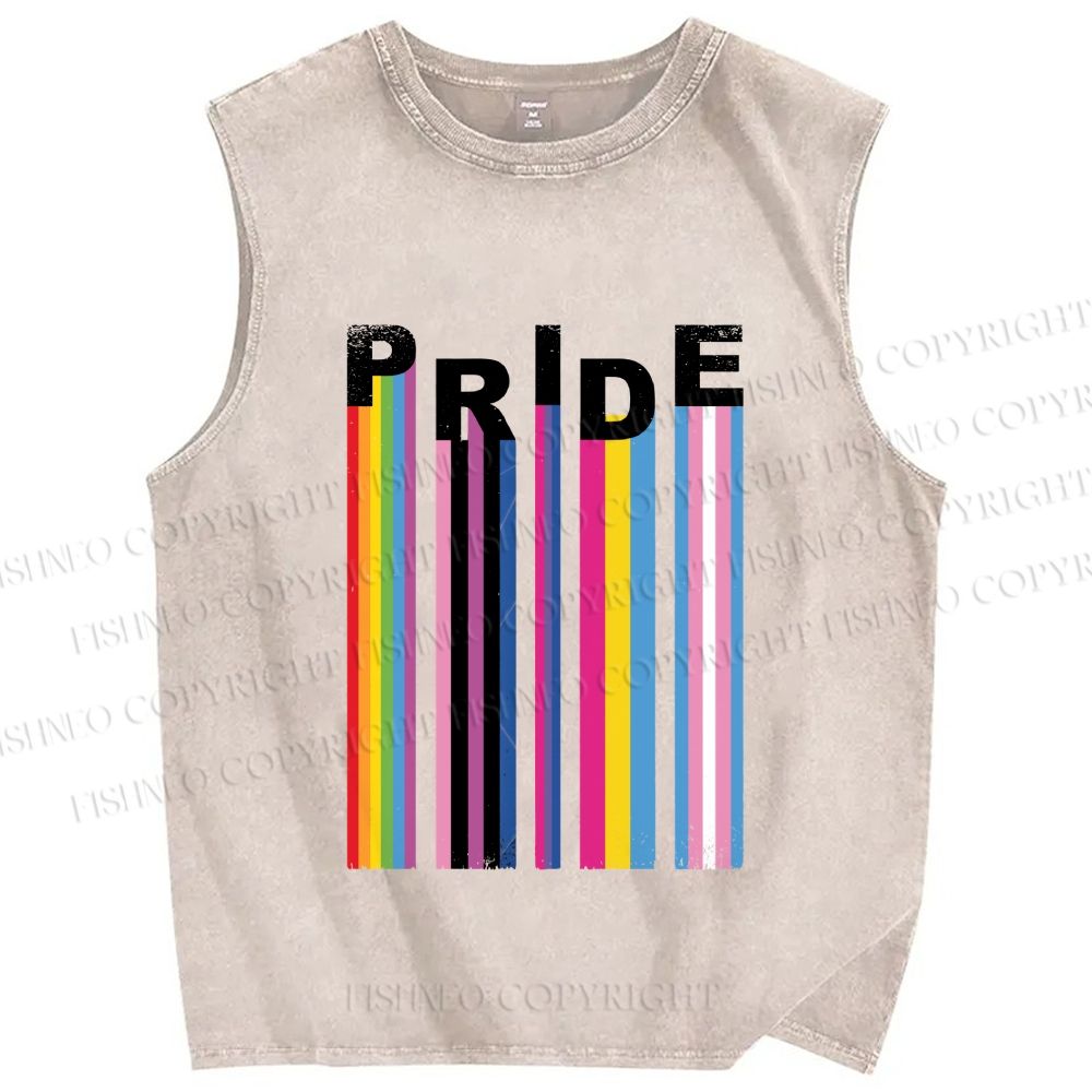 Unisex Pride Line Printed Washed Tank Top