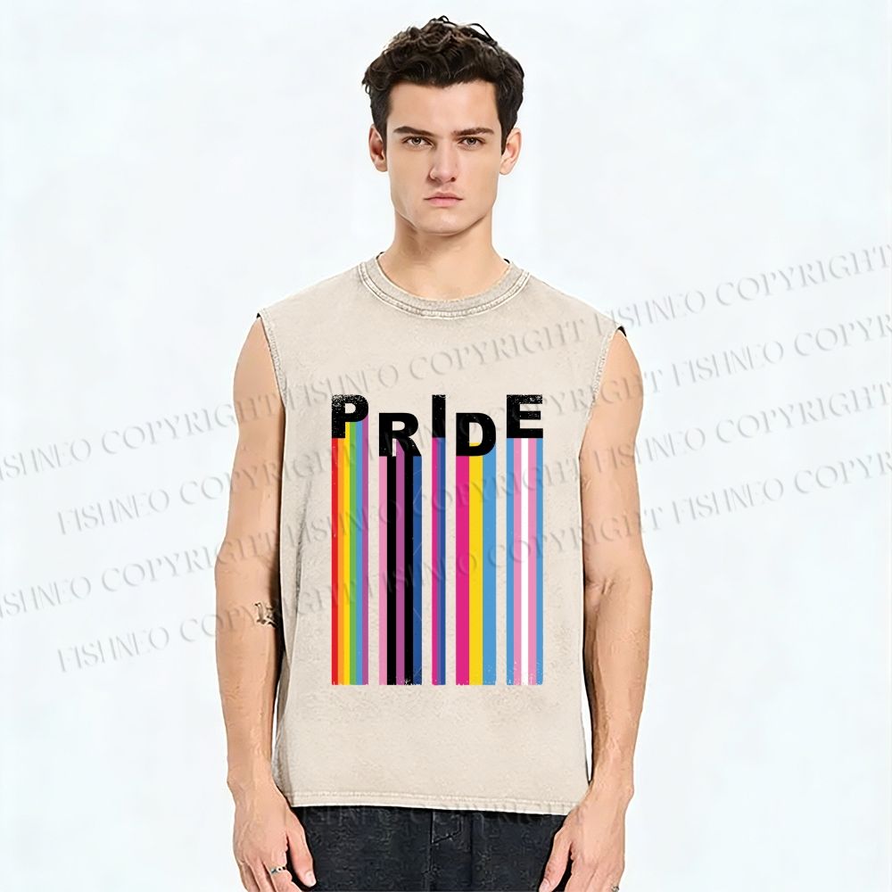 Unisex Pride Line Printed Washed Tank Top