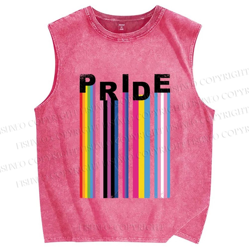 Unisex Pride Line Printed Washed Tank Top