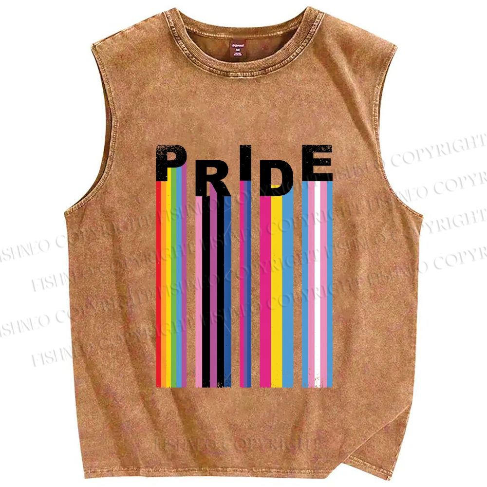 Unisex Pride Line Printed Washed Tank Top