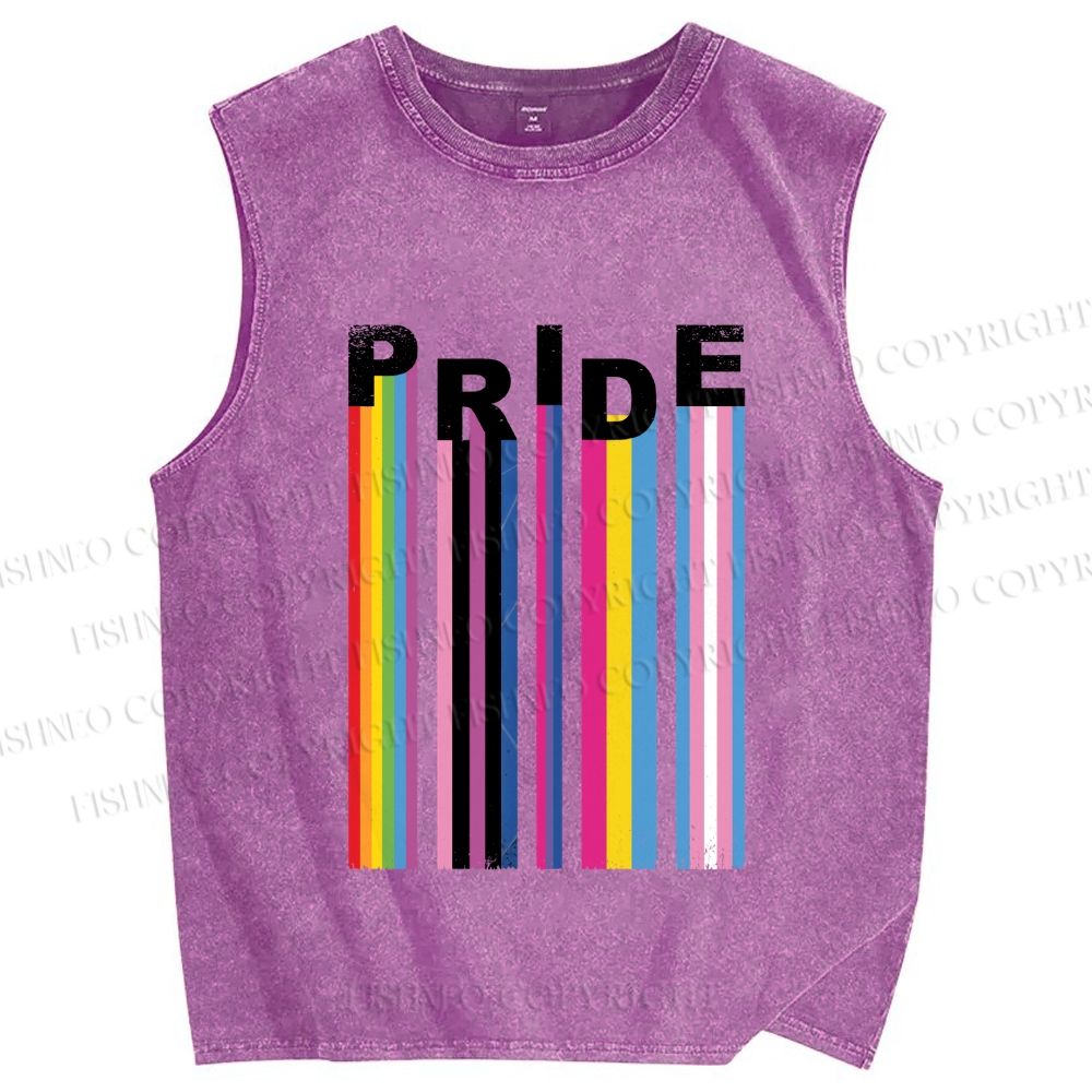 Unisex Pride Line Printed Washed Tank Top