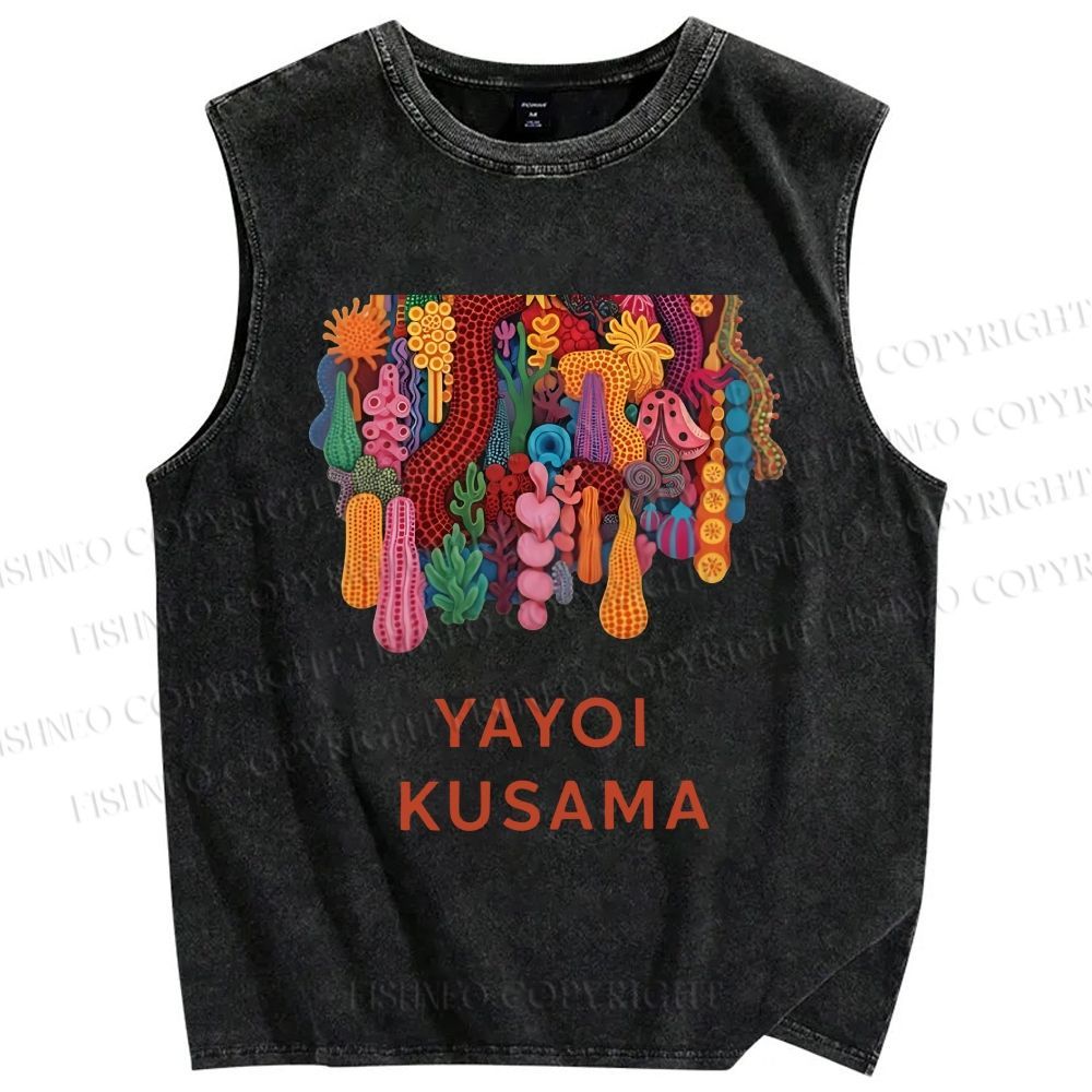 Unisex Yayoi Kusama Printed Washed Tank Top