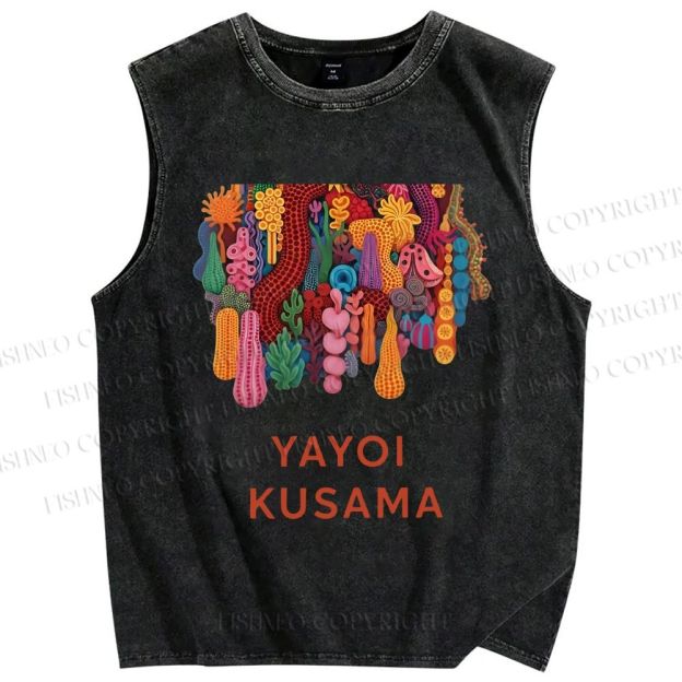 Unisex Yayoi Kusama Printed Washed Tank Top