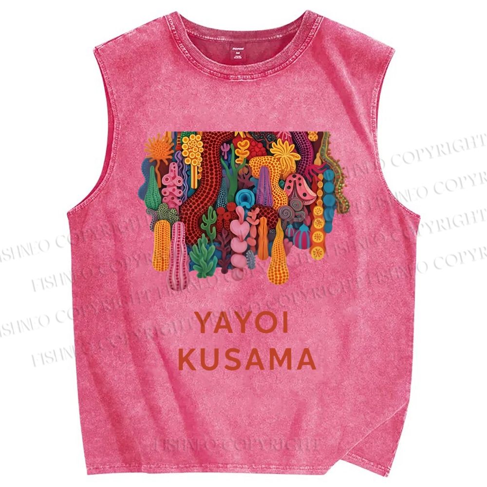 Unisex Yayoi Kusama Printed Washed Tank Top