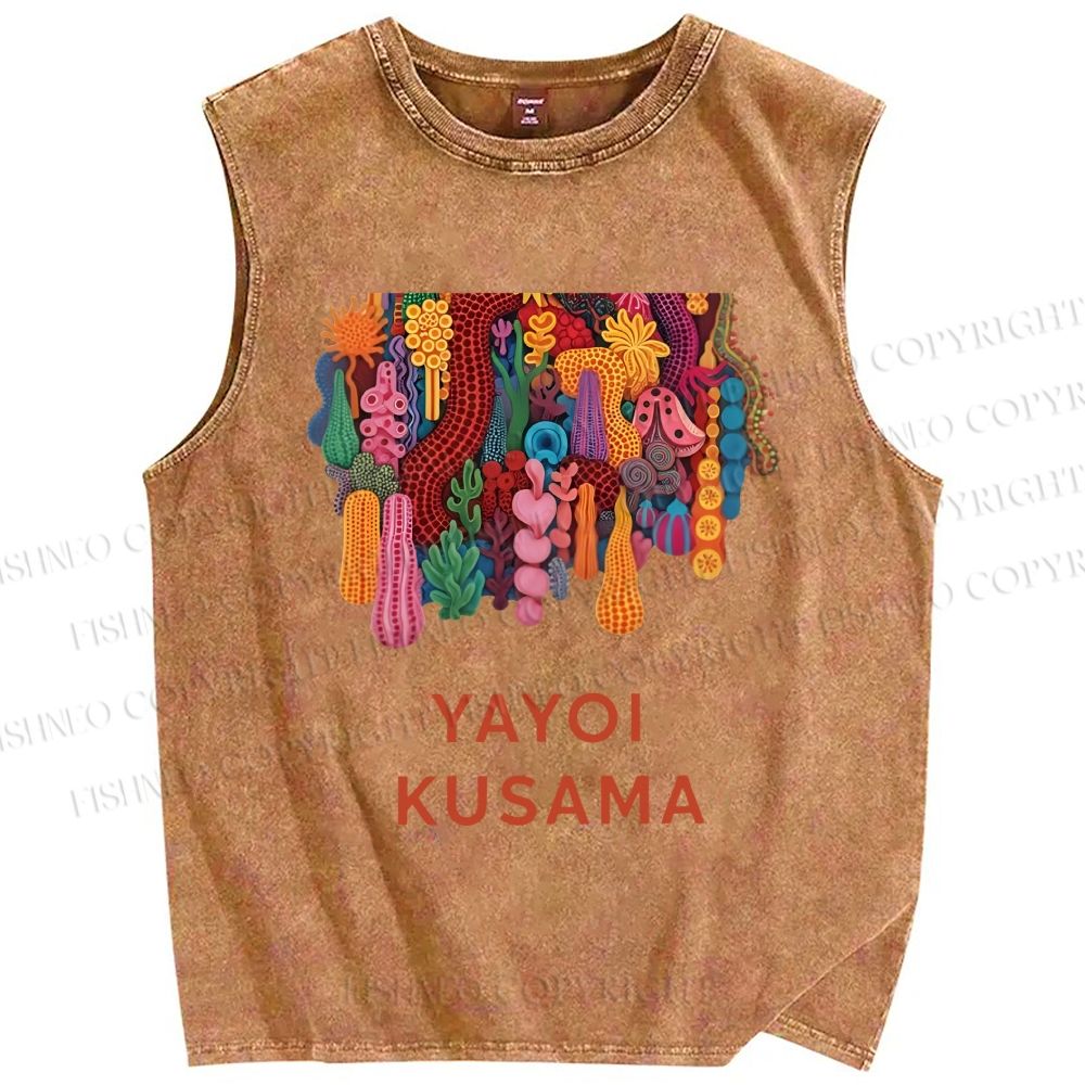 Unisex Yayoi Kusama Printed Washed Tank Top