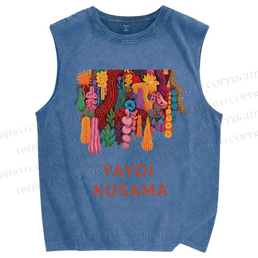 Unisex Yayoi Kusama Printed Washed Tank Top