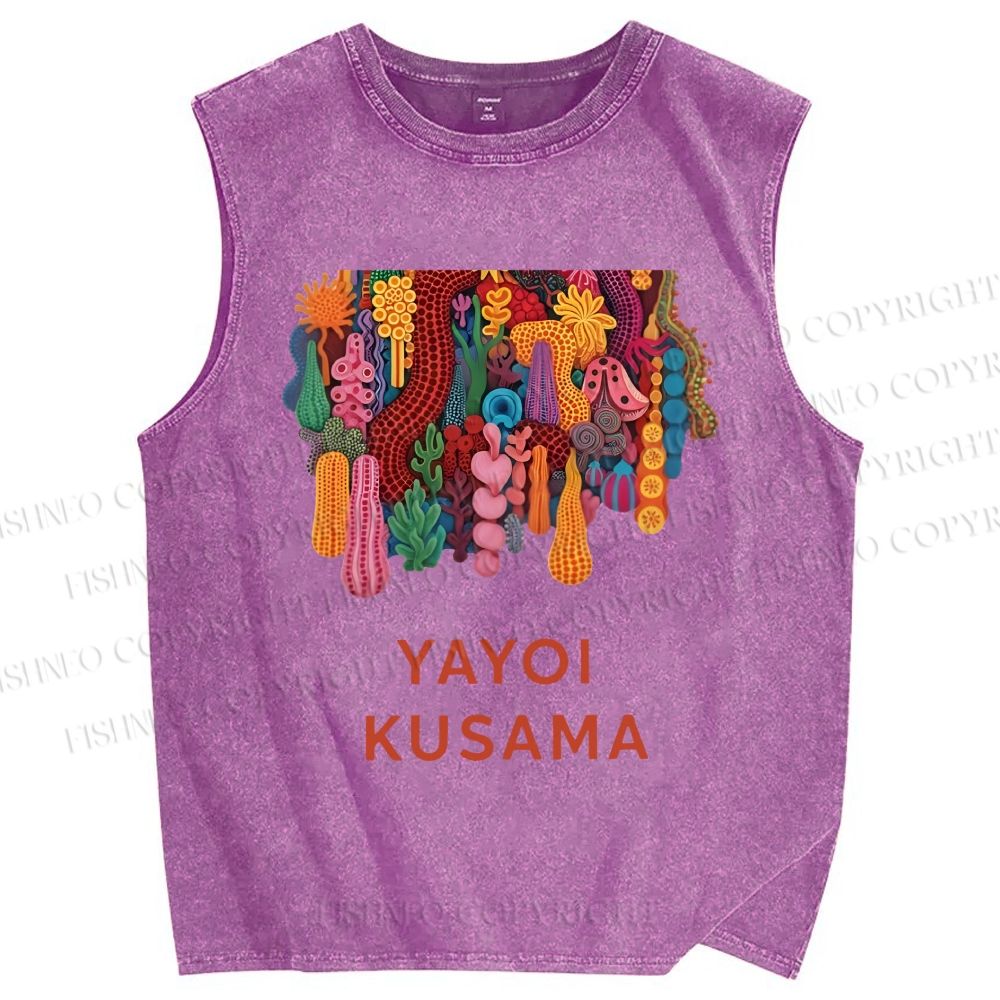 Unisex Yayoi Kusama Printed Washed Tank Top