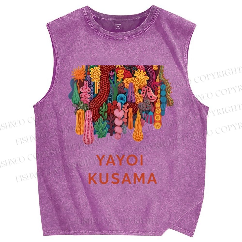 Unisex Yayoi Kusama Printed Washed Tank Top