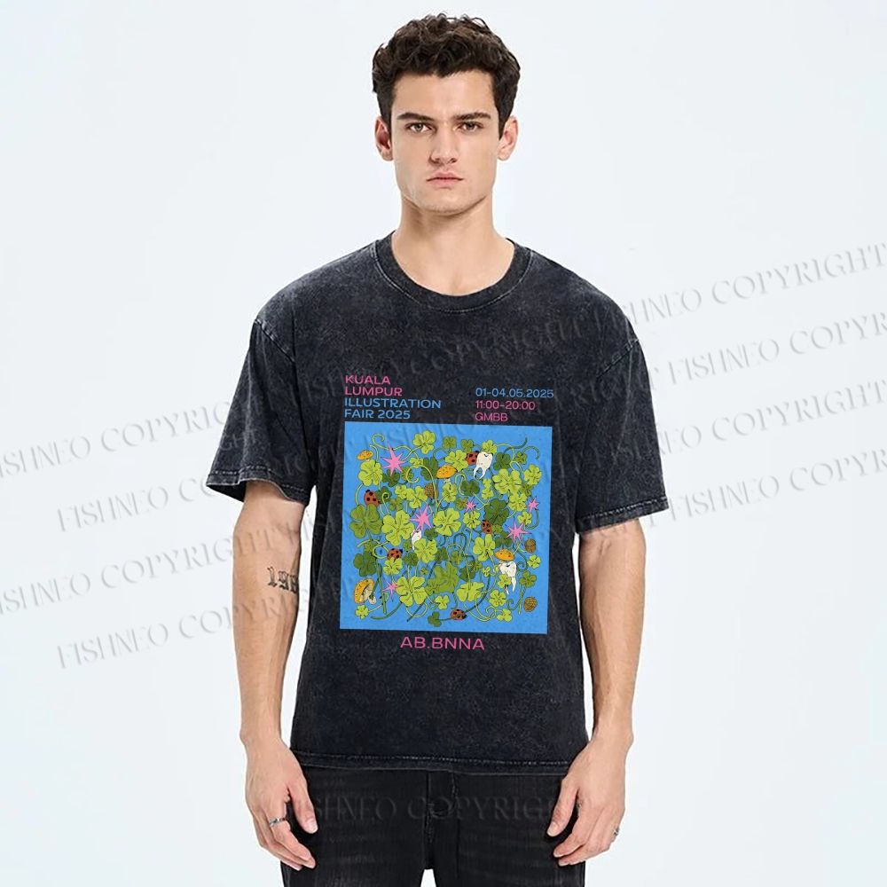 Unisex Ladybug in Grass Poster Printed Washed Tee