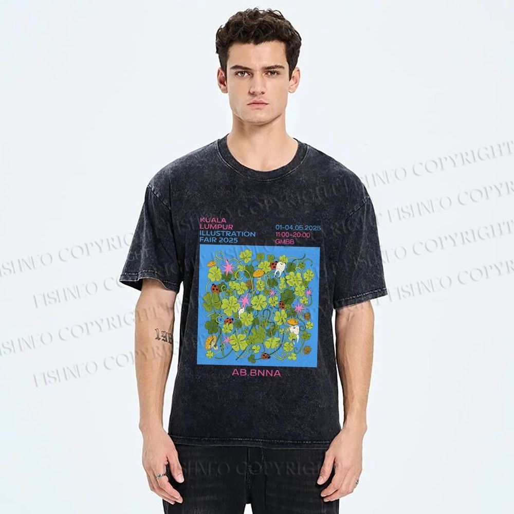 Unisex Ladybug in Grass Poster Printed Washed Tee