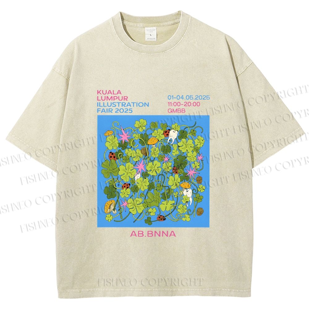 Unisex Ladybug in Grass Poster Printed Washed Tee