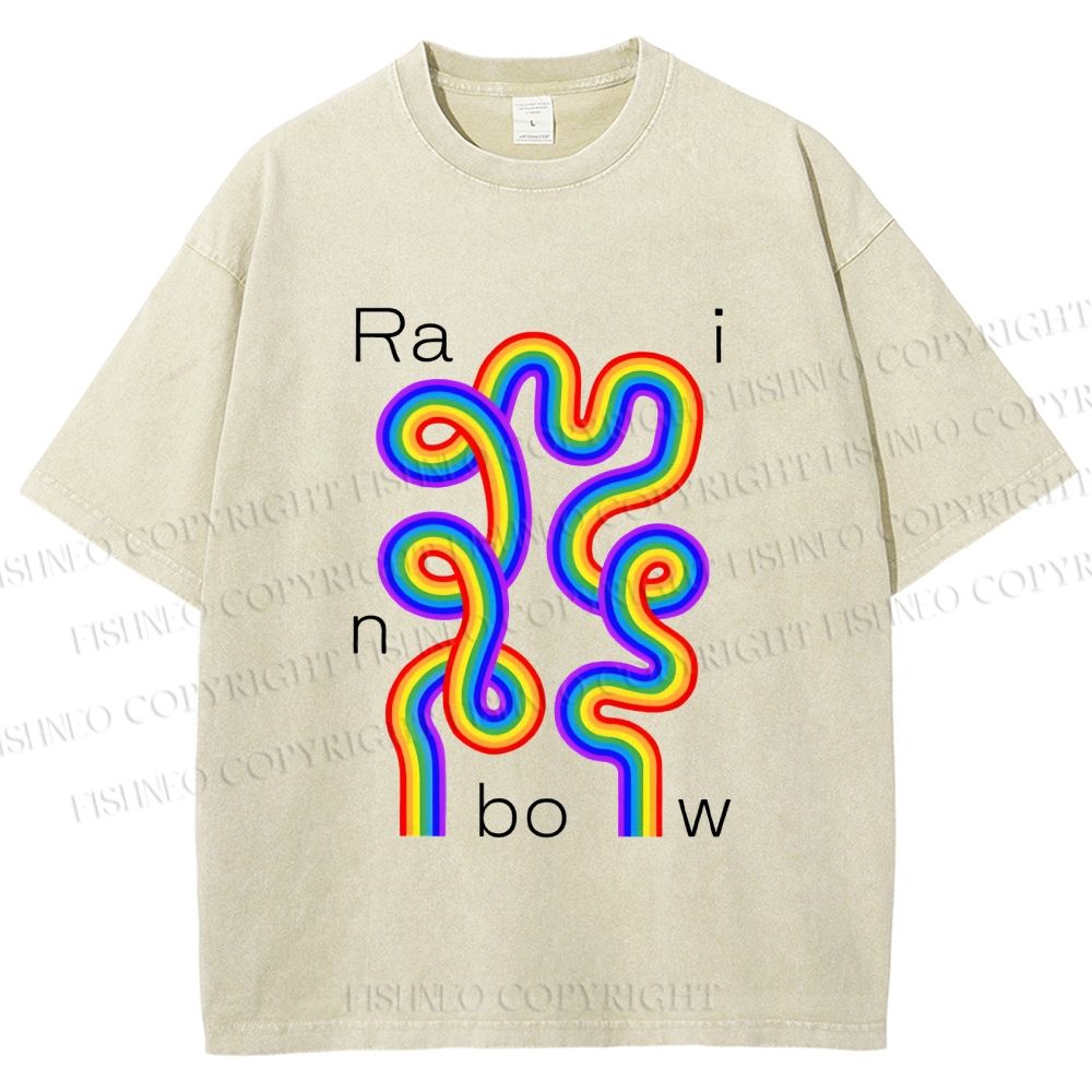 Unisex Pride Rainbow Printed Washed Tee